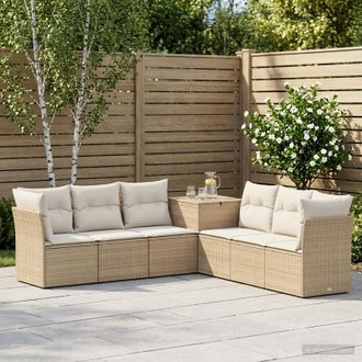 vidaXL Vidaxl Set Di Divani 7 Pz Beige E Bianco Crema
