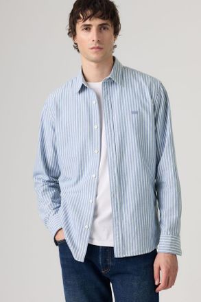 Levi's Battery Housemark Standard Shirt - Hombre - 2XL - Azul / Jensen Stripe Dutch Blue