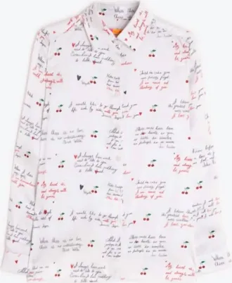 Vilagallo Womens Button Up Shirt With Love Words In Ivory