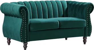 Vente-Unique Vente-unique - Divano Chesterfield 2 Posti In Velluto Verde Smeraldo - Trumbo