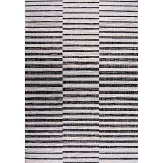 Jonathan Y Designs Sukie Modern Offset Stripe Indoor/Outdoor Area Rug in Ivory/black at Nordstrom, Size 5Ft 0In X 8Ft 0In