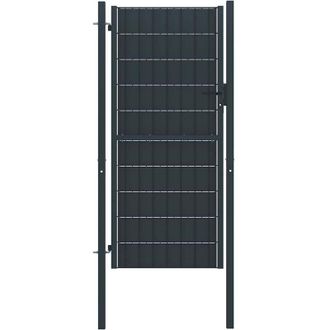 vidaXL Puerta De Valla De Pvc Y Acero Gris Antracita 100x124 Cm Vidaxl