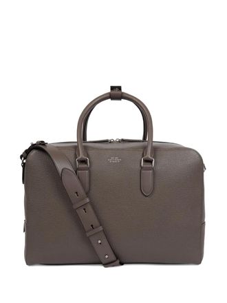 Smythson leather top-handle travel bag - Brown