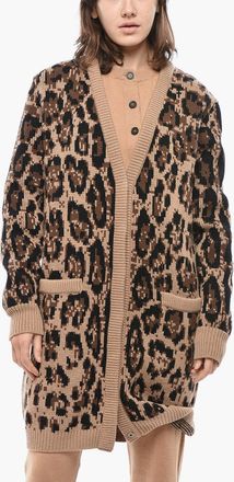 Dolce & Gabbana Cardigan in Misto Cashmere a Fantasia Animalier con Scollo a V Dolce & Gabbana