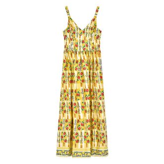 Philipp Plein Long Dress Plein Gelato - Dames - Maxi kleedjes - Geel - L - Katoen - Kleedjes