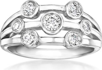 Ross-Simons Bezel-Set Lab-Grown Diamond Multi-Row Ring in Sterling Silver