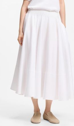 BOSS Valie Cotton Midi Skirt in Bright White at Nordstrom, Size 10