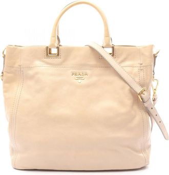 Prada Beige Leather Tote Bag (Pre-Owned)