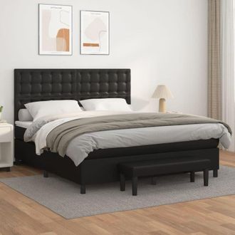 vidaXL Vidaxl - Cama Box Spring Con Colch&oacute;n Cuero Sint&eacute;tico Negro 180x200 Cm