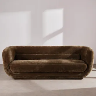 Maisons du monde Sof&aacute; de 3/4 plazas de terciopelo verde caqui