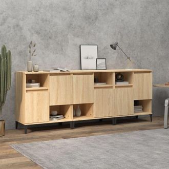 vidaXL Aparadores 3 Uds Madera Contrachapada Roble Sonoma 60x35x70 Cm Vidaxl