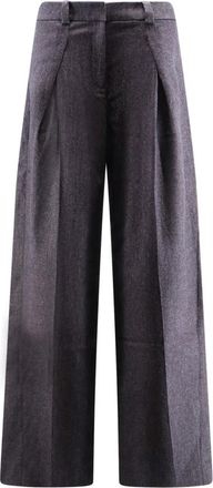 HUGO BOSS Taflong Broek Met Plooi - Dames - Wijde Broeken - Blauw - 2XL - Wol - Broeken