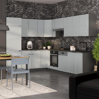 Vicco Cocina Esquinera Fame-line, Azul Claro/gris Antracita, 227 X 287 Cm, Et Antracita, Vicco
