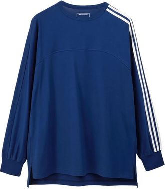adidas 3-Stripes LS Tee Deep Blue - Heren - Sportshirts - Blauw - XL - Katoen - Fitness