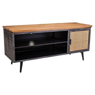Wanderlust Deco Wanderlust Deco - Mueble Bajo De Metal,madera Y Bamb&uacute; Negro 120x40x56,5