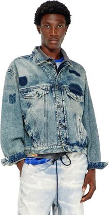 Diesel Trucker jacket with patch effects - Denim Jackets - Unisex - Blue