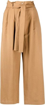 Pinko belted trousers - women - Linen/Flax/Acetate/Viscose/Polyester - 42 - Brown