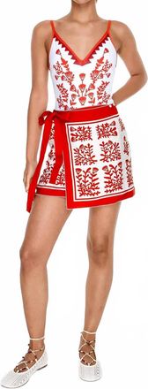 Jessie Zhao Swim Cover Up Skirt In Red Coral
