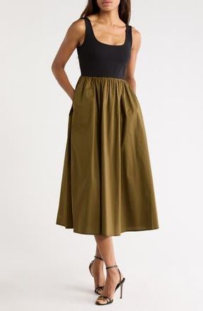 Diane Von F&uuml;rstenberg Selena Dress in Dark Olive/Black at Nordstrom Rack, Size Large