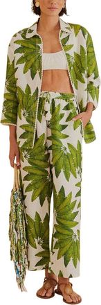 Farm Rio Farm Rio Linen Palm Fan Pants