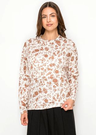 YAL New York Rust Floral Print Cotton Top