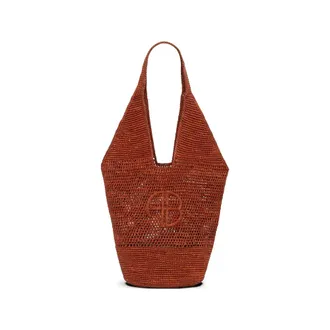Anine Bing Leah Logo Raffia Tote Bag