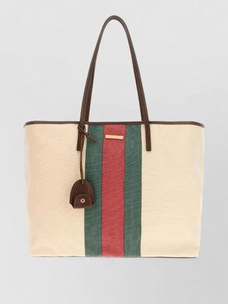 Gucci canvas shopping tote bag dual handles