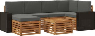 vidaXL Conjunto De Sof&aacute;s De Exterior 7 Uds. Natural Y Antracita Vidaxl