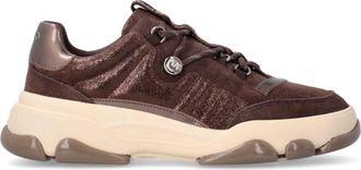 Pinko Brown Suede Athena Thick Sole Sneakers