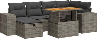 vidaXL Set Sof&aacute;s Jard&iacute;n Y Cojines 8 Pzas Rat&aacute;n Sint&eacute;tico Acacia Gris Vidaxl