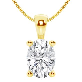 Grown Brilliance 1/2 Carat Oval Lab Grown Diamond Solitaire Pendant Necklace in 14K Yellow Gold, Prong Set, E-F Color, VS Clarity