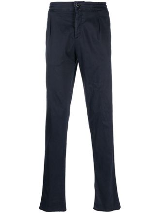 Kiton logo-patch straight-leg trousers - Blue