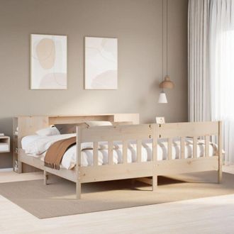 vidaXL Vidaxl - Cama Con Estanter&iacute;a Sin Colch&oacute;n Madera Maciza De Pino 180x200cm