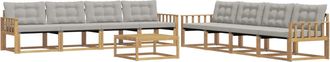 vidaXL Conjunto De Sof&aacute;s De Exterior 9 Uds. Blanco Y Gris Claro Vidaxl