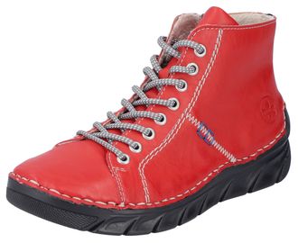 Rieker Schn&uuml;rboots RIEKER, Damen, Gr. 36, rot, Lederimitat, Schuhe Schn&uuml;rboots, Schn&uuml;rstiefelette, High Top Sneaker, Schn&uuml;rschuh mit Kontrastnaht