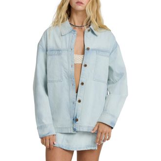 Billabong Jade Saltwash Denim Shacket in Blue Mist at Nordstrom, Size X-Small