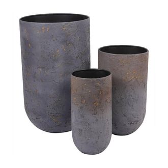 The Libra Company Volcano Planters (Set of 3) - Iron/Concrete/Epoxy - L42 x W42 x H68 cm in Blue