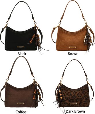 Generic Women Frosted PU Shoulder Crossbody Bag Handbag for Daily Travel Work (Black)