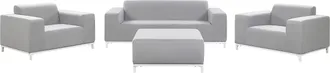 Beliani Conjunto De Jard&iacute;n 5 Plazas De Poli&eacute;ster Gris Claro Blanco Patas Metal Rovigo