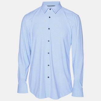 HUGO BOSS Boss By Hugo Boss Blue Printed Jersey Slim Fit Shirt