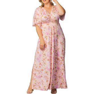 Kiyonna Vienna Maxi Dress in Lively Peach Florals at Nordstrom, Size 0X