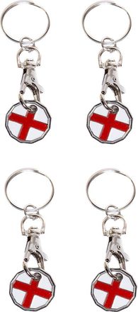 Generic PACK OF 4 - Union Jack Shopping Trolley Coin Keyring England Flag Trolley Coin Fob Token Britain Flag Supermarket Trolley Keychain Edge Shaped (Englan