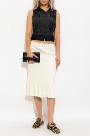 Jil Sander Skirt With Topstitching, Womens, Yellow
