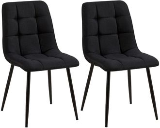 Clp Set de 2 sillas con patas de metal y asiento en Tela Negro