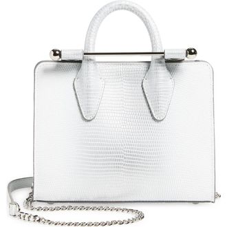 Strathberry Nano Lizard Embossed Leather Tote in Silver at Nordstrom