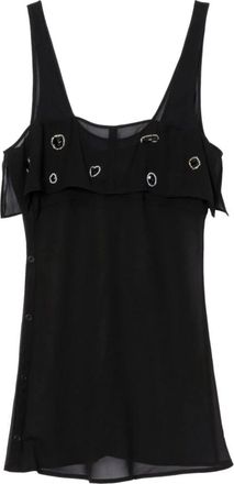 3.1 Phillip Lim Gemstone Embellished Chiffon Tank Top - Dames - Tops zonder mouwen - Zwart - XS - Chiffon - Tops