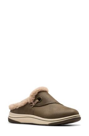 Clarks Breeze Myth Faux Fur Lined Slipper - Wide Width Available in Dark Olive at Nordstrom Rack, Size 9.5