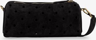 Manu Atelier Womens Crossbody Bag Mini Cylinder Suede Black Shoulder