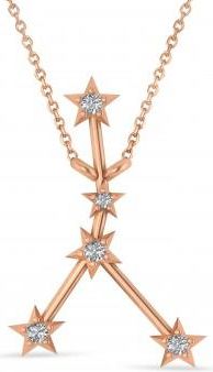 Allurez Diamond Cancer Zodiac Constellation Star Necklace 14k Rose Gold (0.09ct)