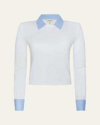 L'agence April Poplin Collar Pullover Top
